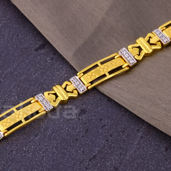 916 Gold CZ Hallmark Mens Plain Bracelet MPB309