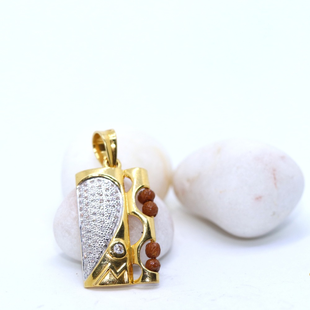 22KT / 916 Gold CZ Half Heart Design Square Pendant For Men PNG0130