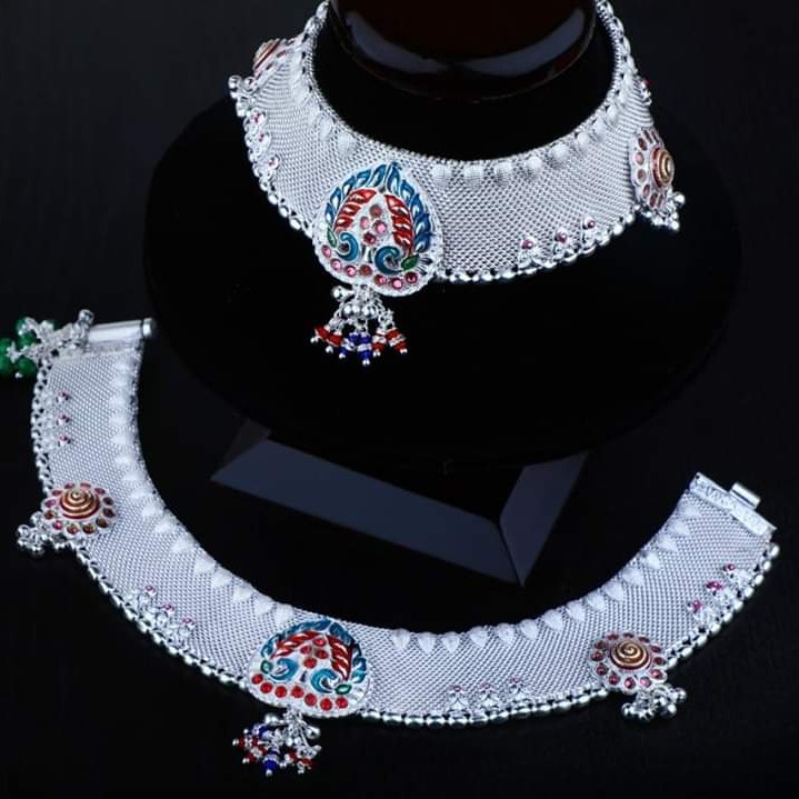 Buy quality Silver Payal With Multi coloured Mina in Ahmedabad