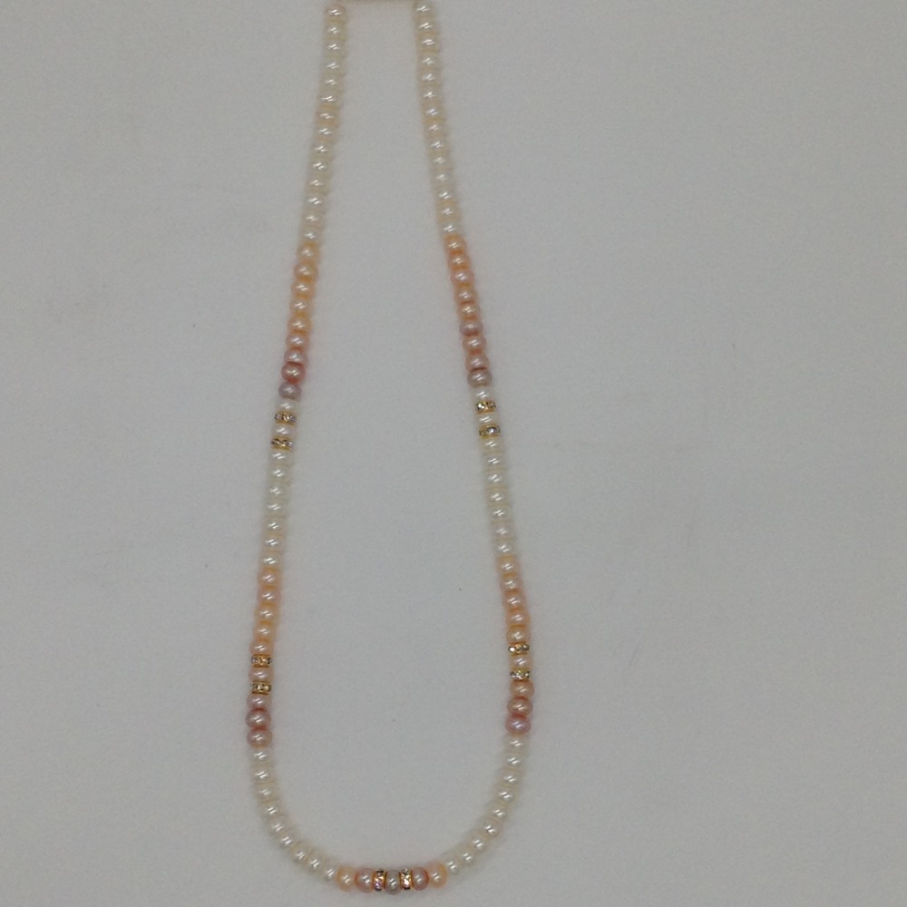 Multicoloured shaded pearls mala with cz chakri jpm0318