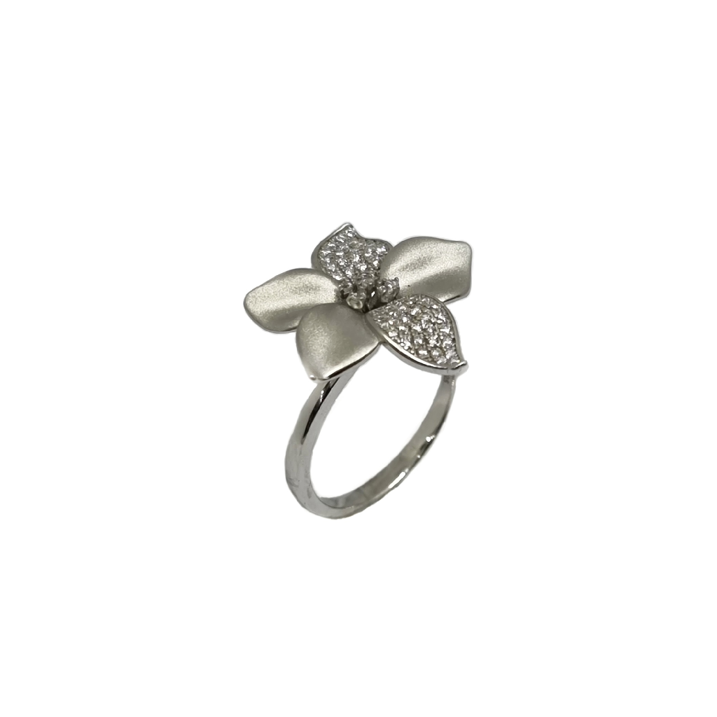 925 Sterling Silver Matte Finish Floral Ring MGA - LRS4613