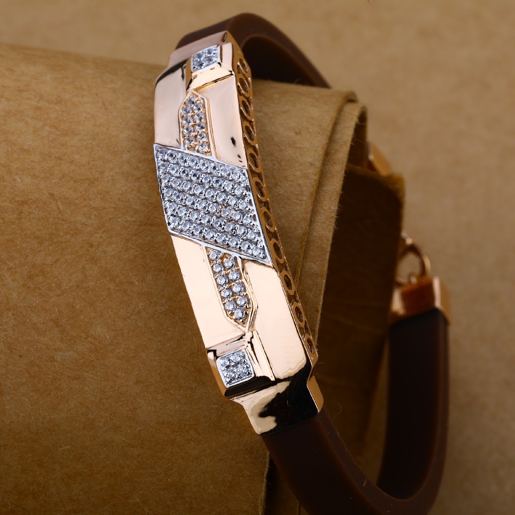 Mens Rose Gold Leather Bracelet-MLB50