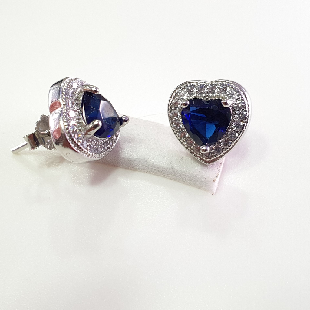 Buy quality 925 Sterling Silver Dark Blue Earrings Mini Diamond in Ahmedabad