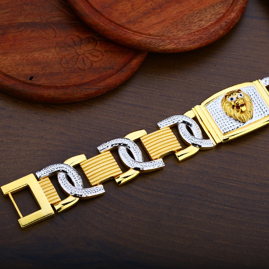 Mens 916 Gold Lion Bracelet-MPB61