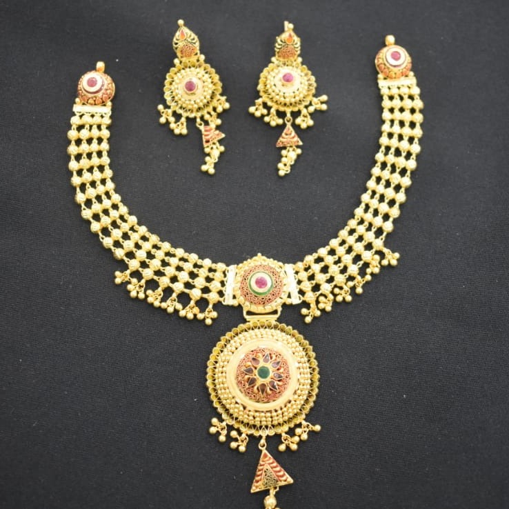 916 Gold Traditional Design Necklace Set MK-N01