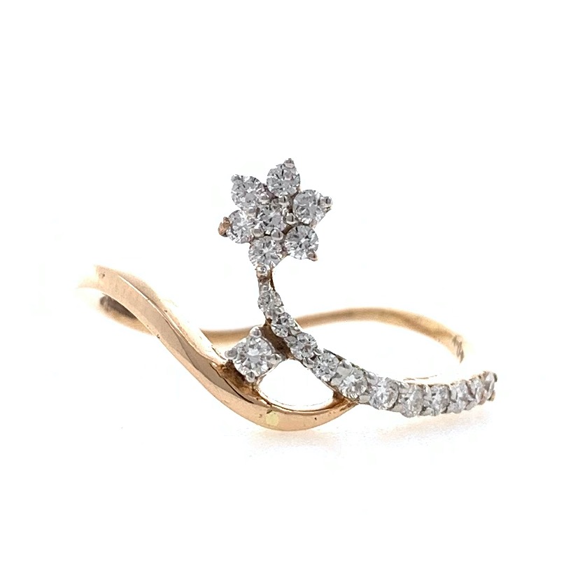 18kt / 750 rose gold Floral classic Diamond Ladies Ring 9LR174