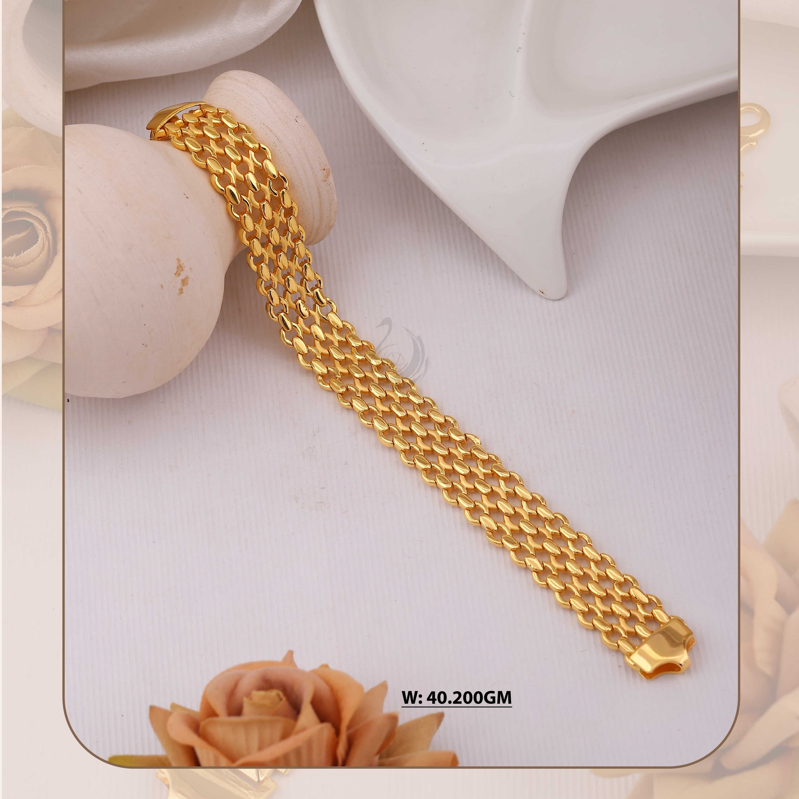916 Gold Fancy Gents Bracelet
