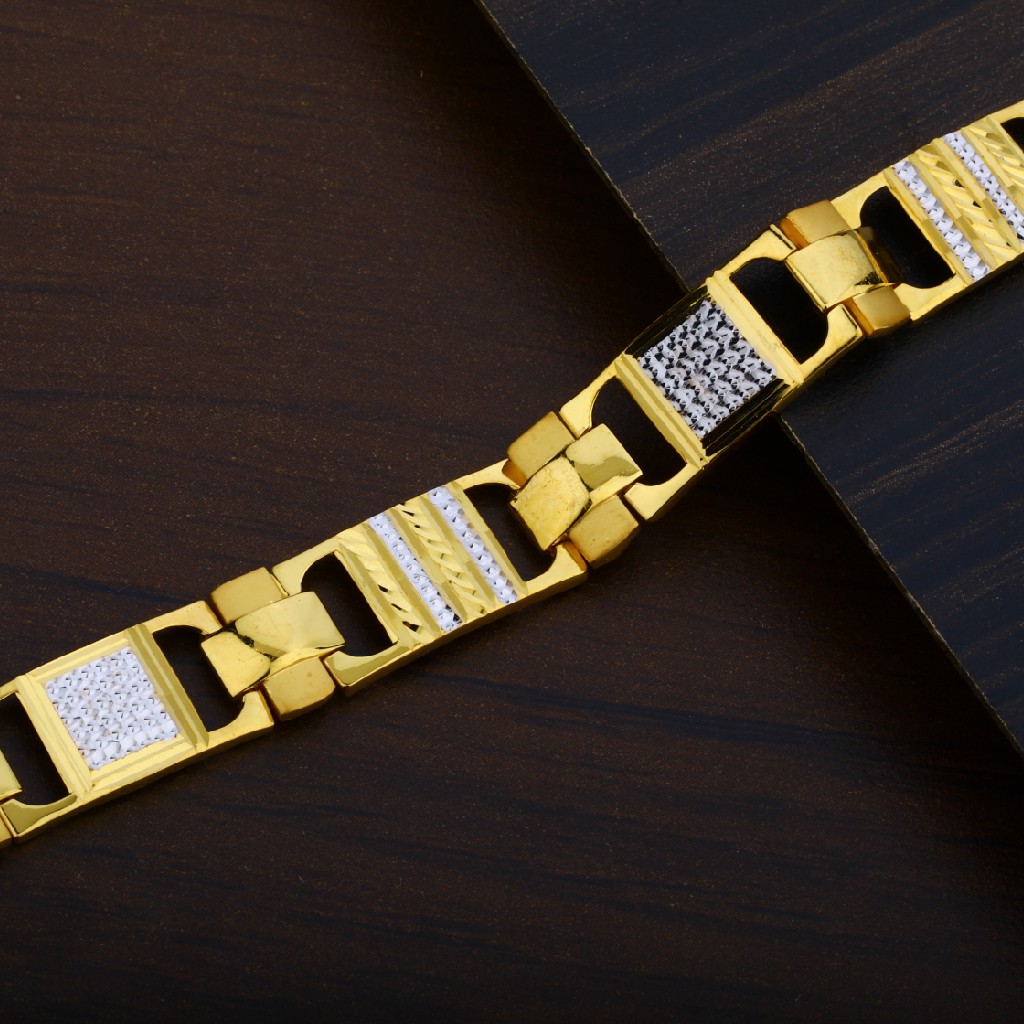 Mens 22K Gold Simple Daily Wear Cz Plain Bracelet-MPB24