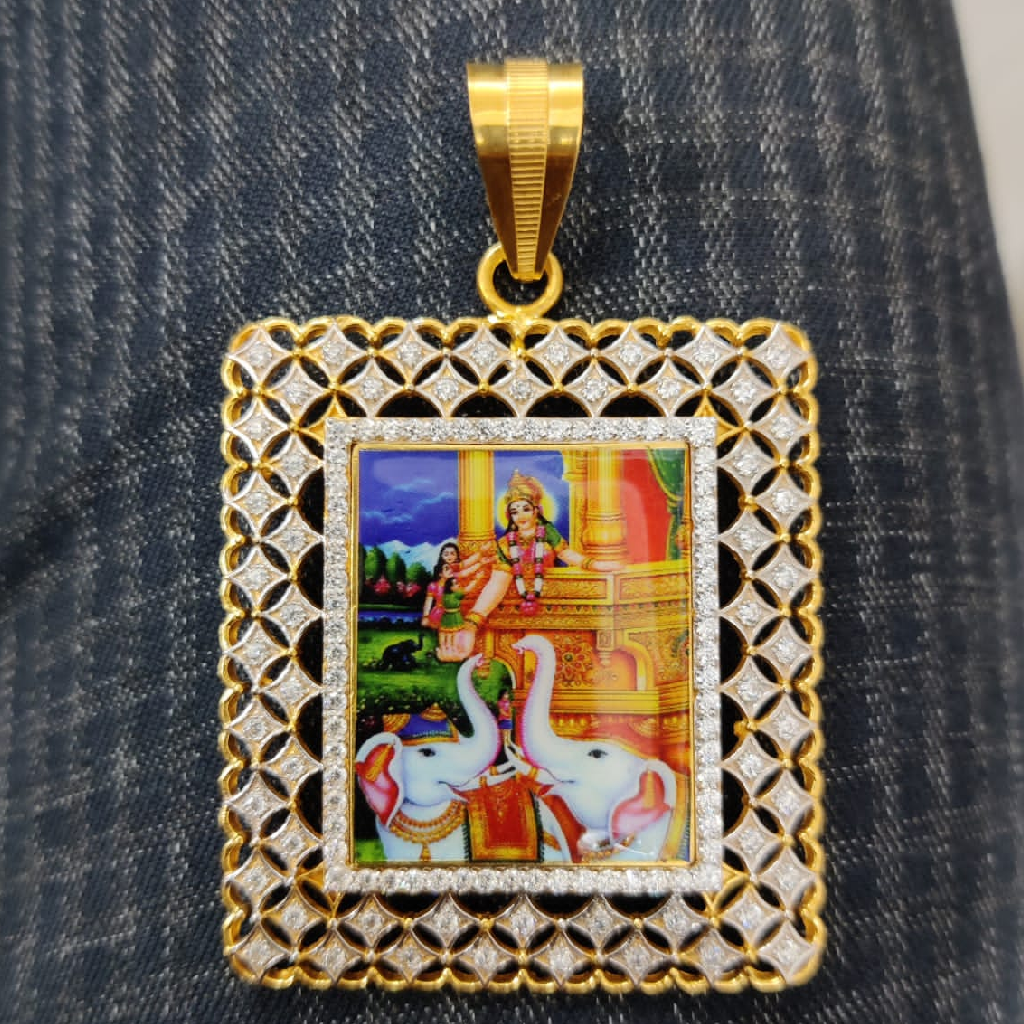 916 gold fancy shakti maa photo pendant