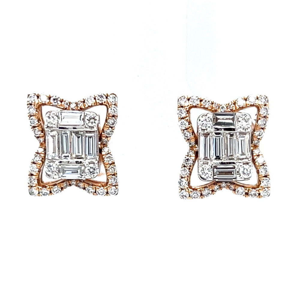 Emerald cut pressure set with butterfly wings diamond earrings 8top30
