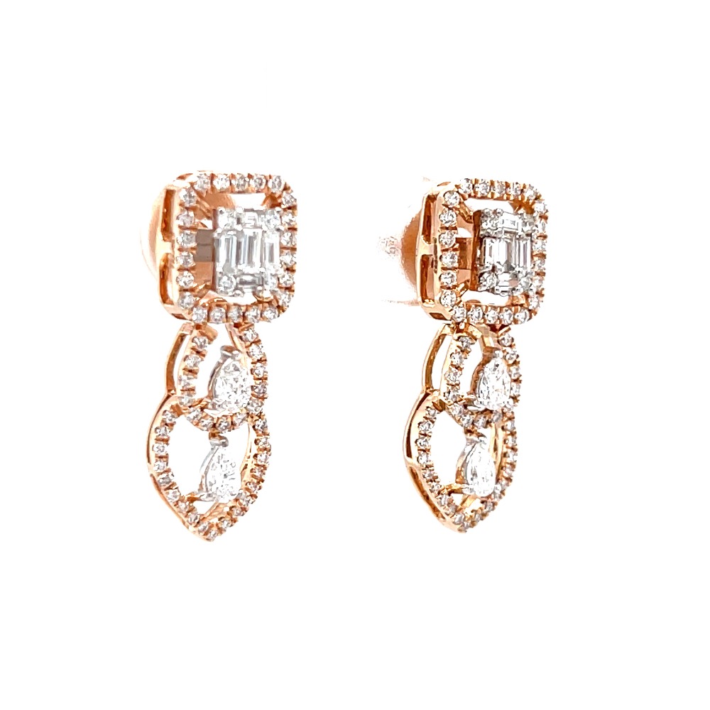 Marvellous diamond drop earrings in 18k hallmark rose gold 0top165