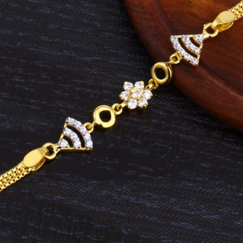 916 Gold Ladies CZ Fancy Bracelet LB449