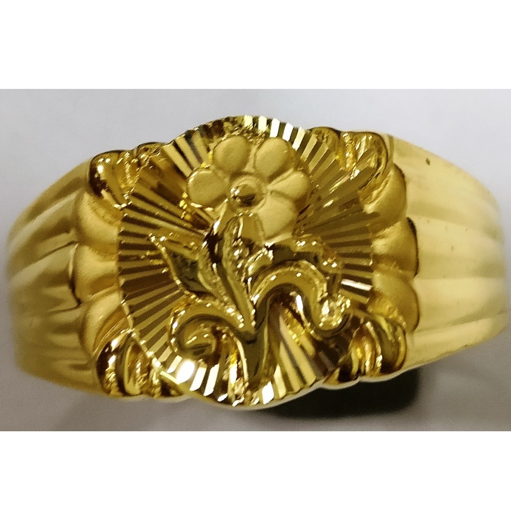 22kt gold plain casting flower fitting gents ring
