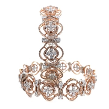 18k rose gold magnifique diamond bangle pair
