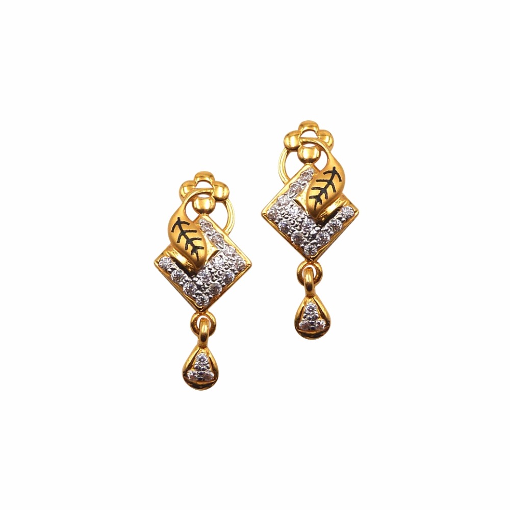 Cz leaf shaped earrings 22k gold