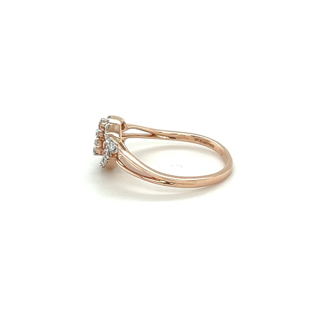 14k Rose Gold Twisted Band Diamond Flower Cluster Ring