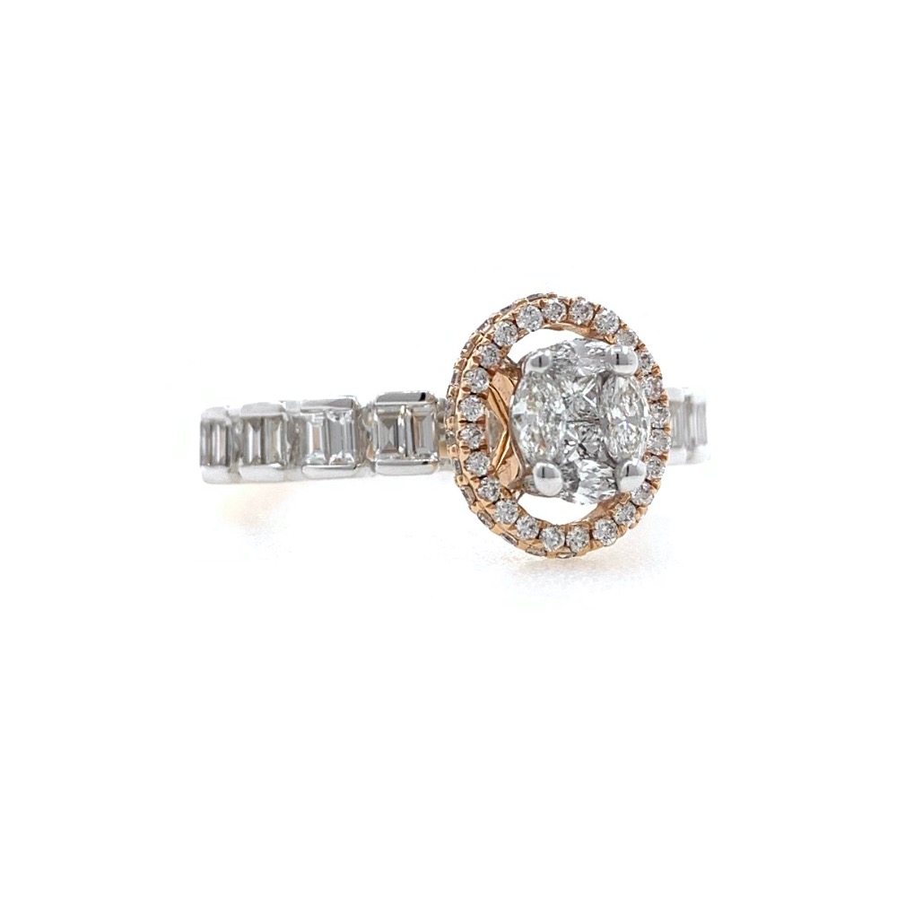 Mooi Diamond ring with pressure Setting using Marquise Princess Baguette and Round Diamonds 0LR40