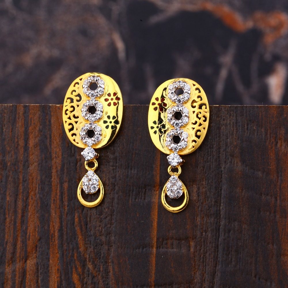 Ladies 22K Gold Long Fancy Earrings -LFE186