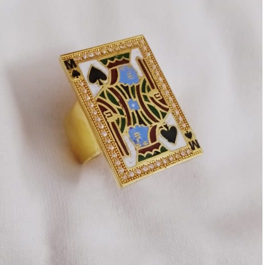 CZ Pharaoh Egyptian King Ring Solid 10K Yellow Gold