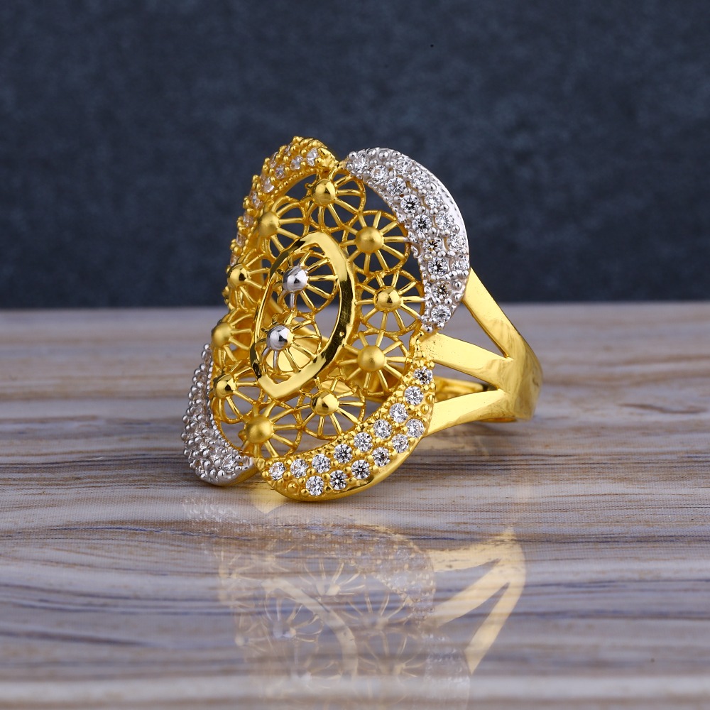 Manufacturer of 22kt cz gold hallmark gorgeous women's long ring llr284 |  Jewelxy - 187882