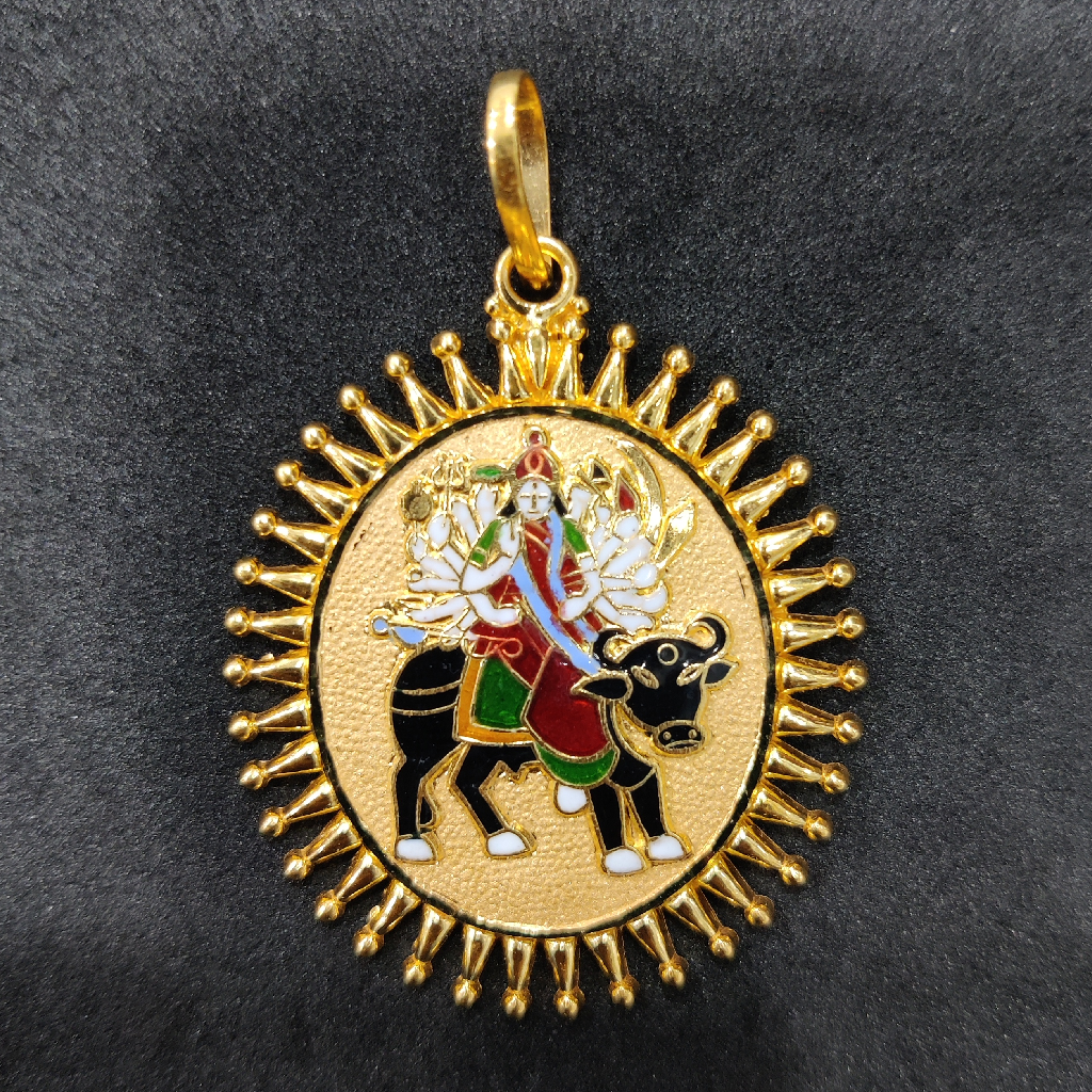 916 Gold Fancy Gent's Visat Maa Minakari Pendant
