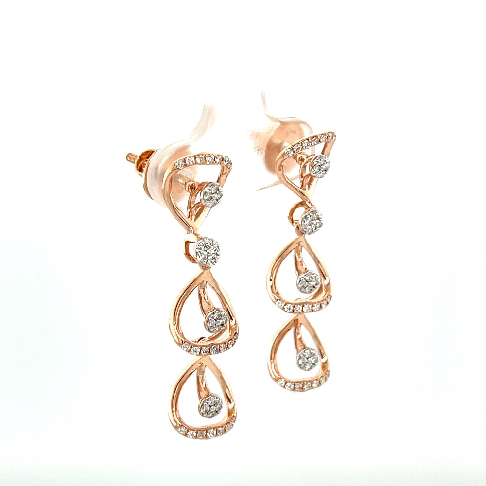 Three Layered Diamond Hanging Earring Top with Pressure Setting