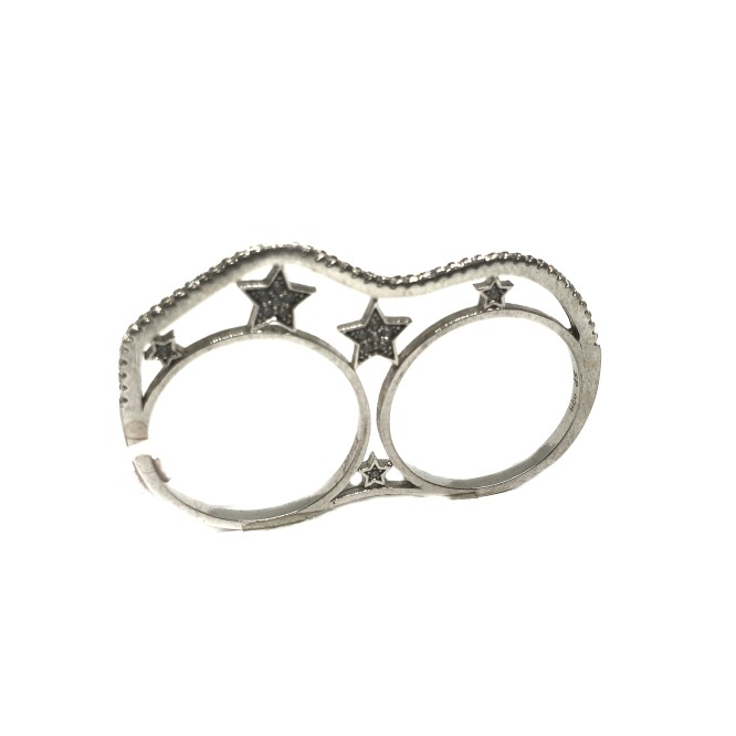 925 sterling silver modern style Two Finger ring mga - lrs0091