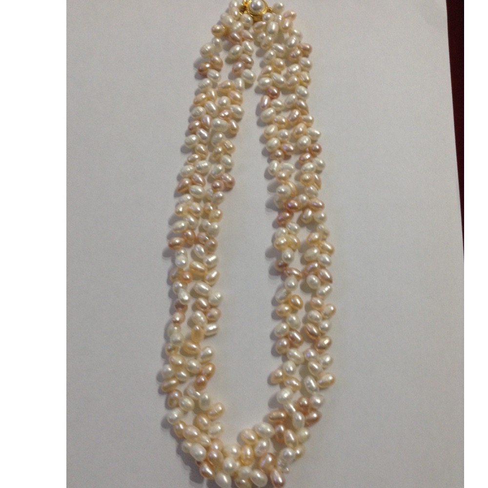 Freshwater multicolour drops pearls 2 layers necklace JPM0125