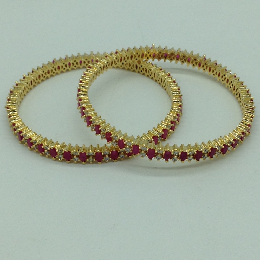 White and Red CZ Stones Bangles JBG0289
