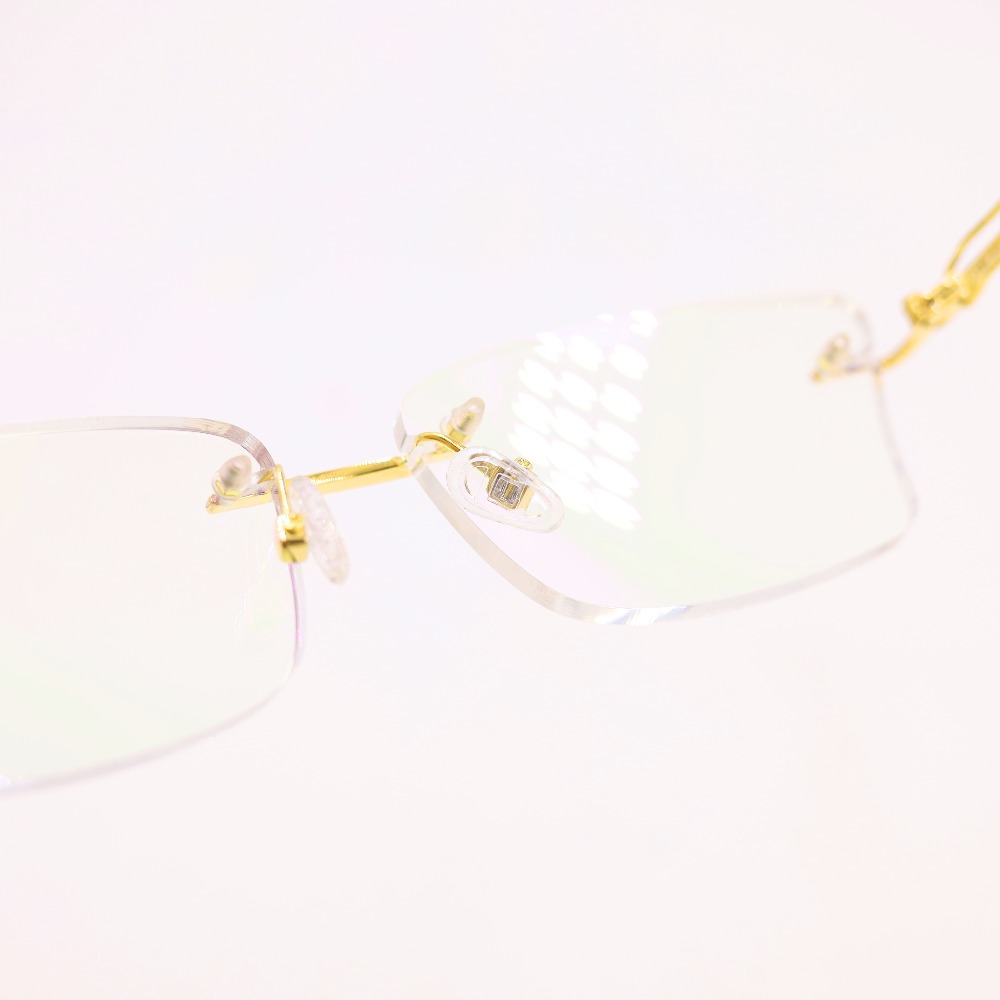 Gold 18kt rectangle rimless eyeglasses