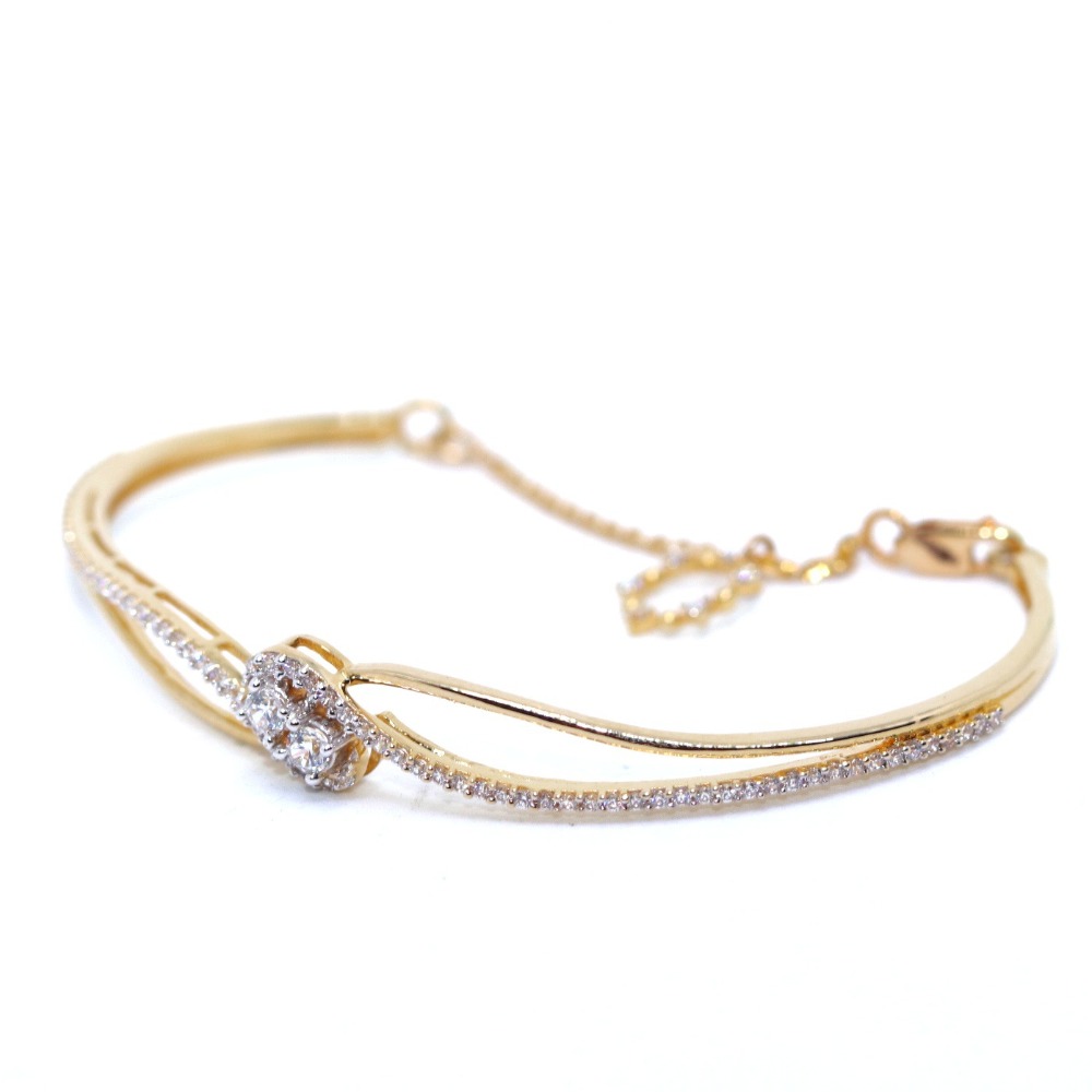 18KT Yellow Gold delicate Fancy CZ Diamond Bracelets For Ladies