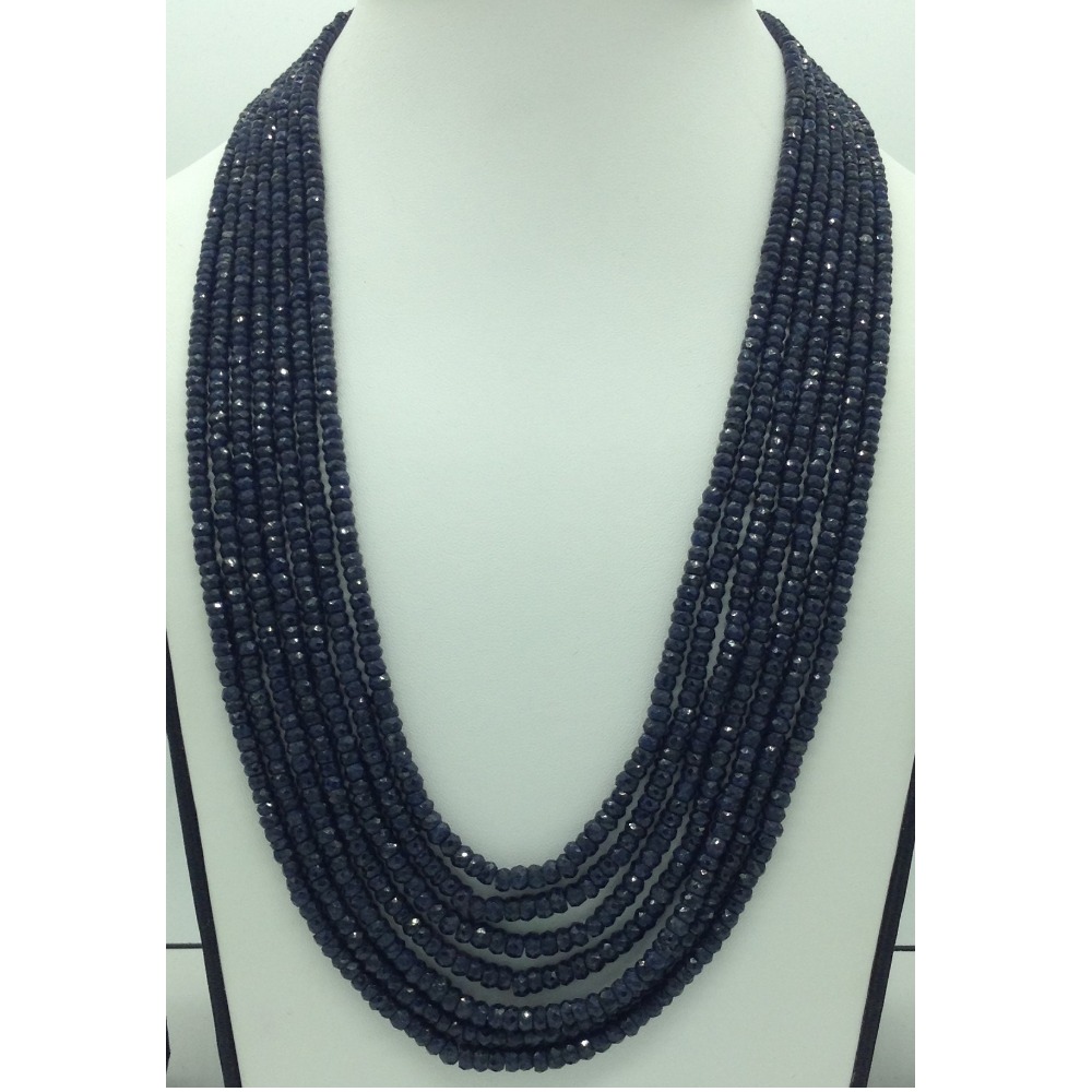 Natural Blue Sapphires Round Faceted 7 Layers Necklace JSB0136