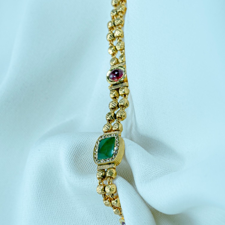 916 Gold Green Stone Antique Bracelet lB-581 
