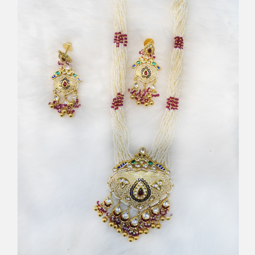 22KT Gold Antique Long Necklace Set RHJ-5579