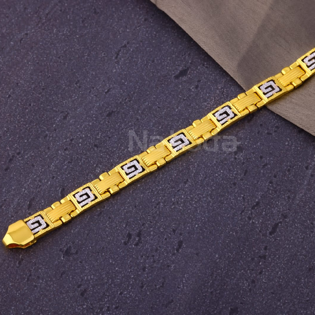 916 Gold CZ Mens Stylish Plain Bracelet MPB308