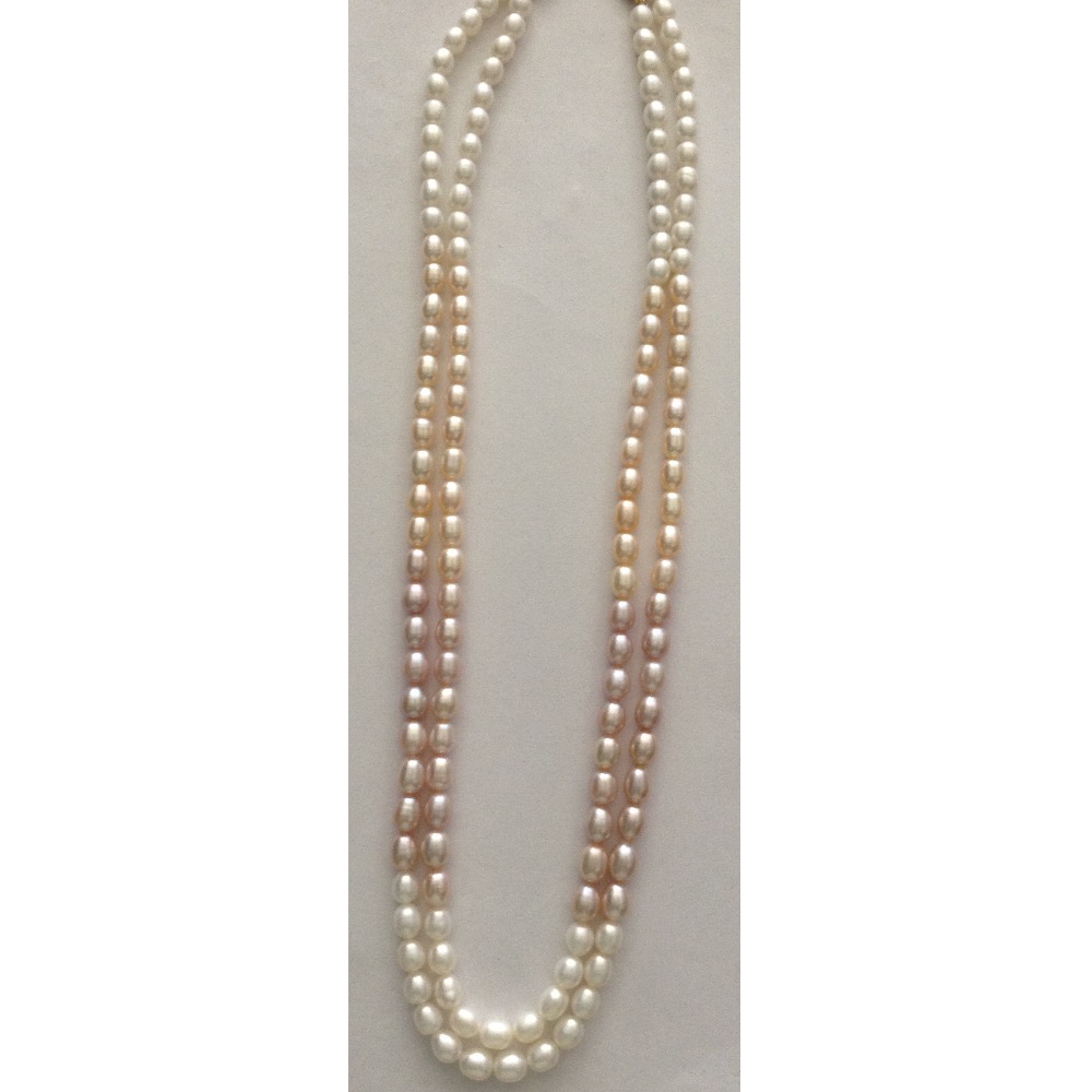 Oval shaded natural fresh water pearls necklace 2 layers JPM0013