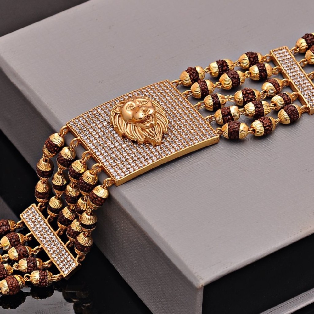 5 Line Gold plated Rudraksha bracelet