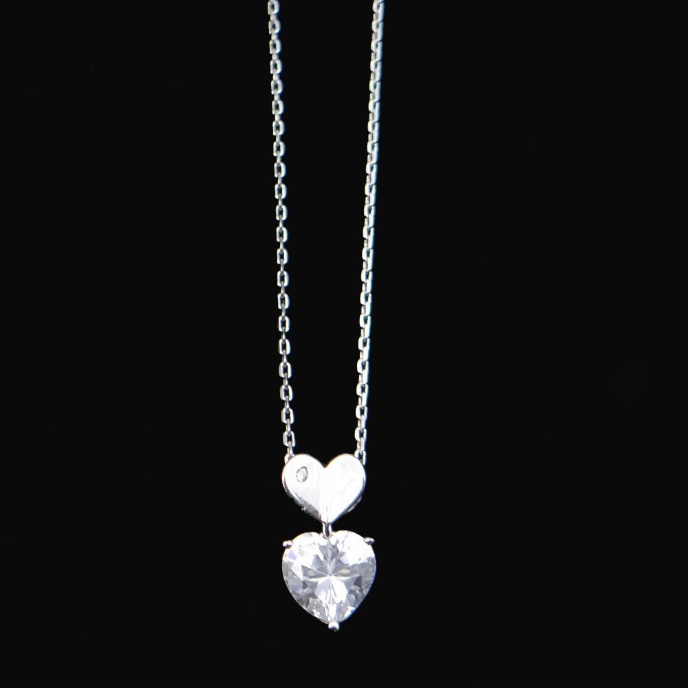 silver 925 two heart with link chain