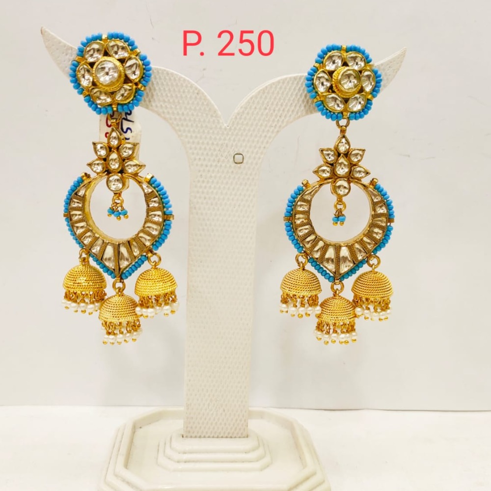 Traditional Gold Plated Jhumka Earring with Hanging Moti 1692