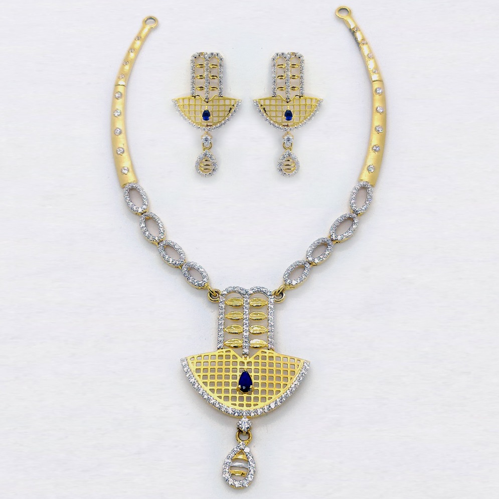 916 Gold Attractive CZ Necklace Set SK-N011