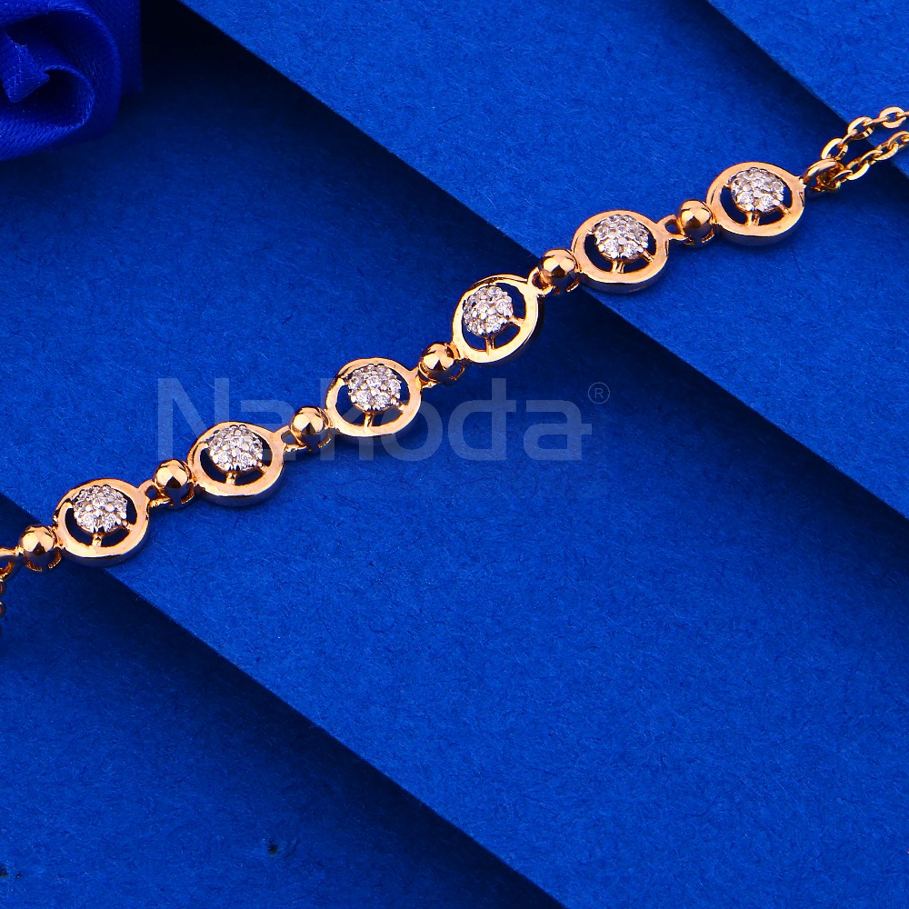750 rose gold cz stylish hallmark women's bracelet rlb96