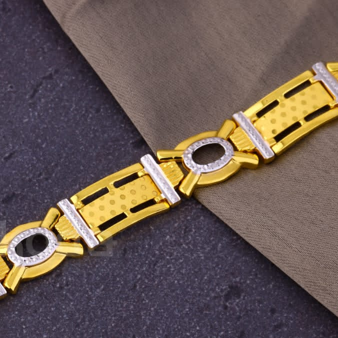 916 Gold CZ Hallmark Mens Fancy Plain Bracelet MPB314