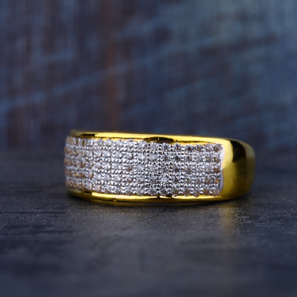 Mens 22K Designer Gold Cz Ring-MR88
