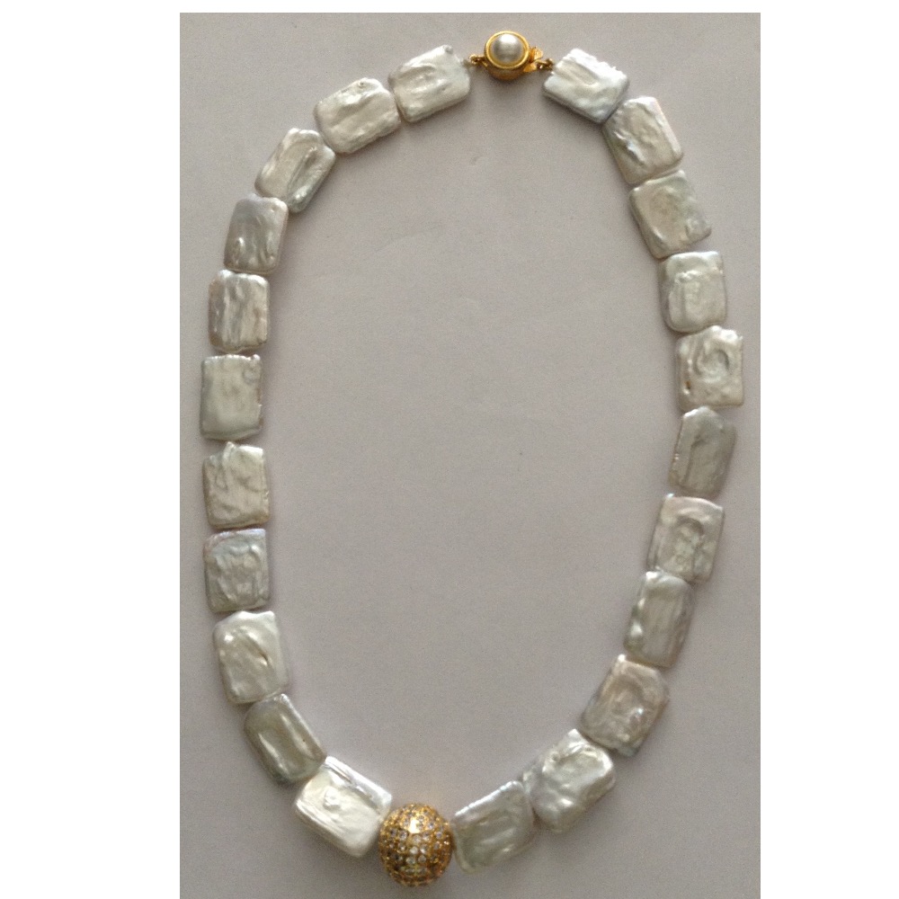 Fresh water natural square baroque pearls necklace jpm0015
