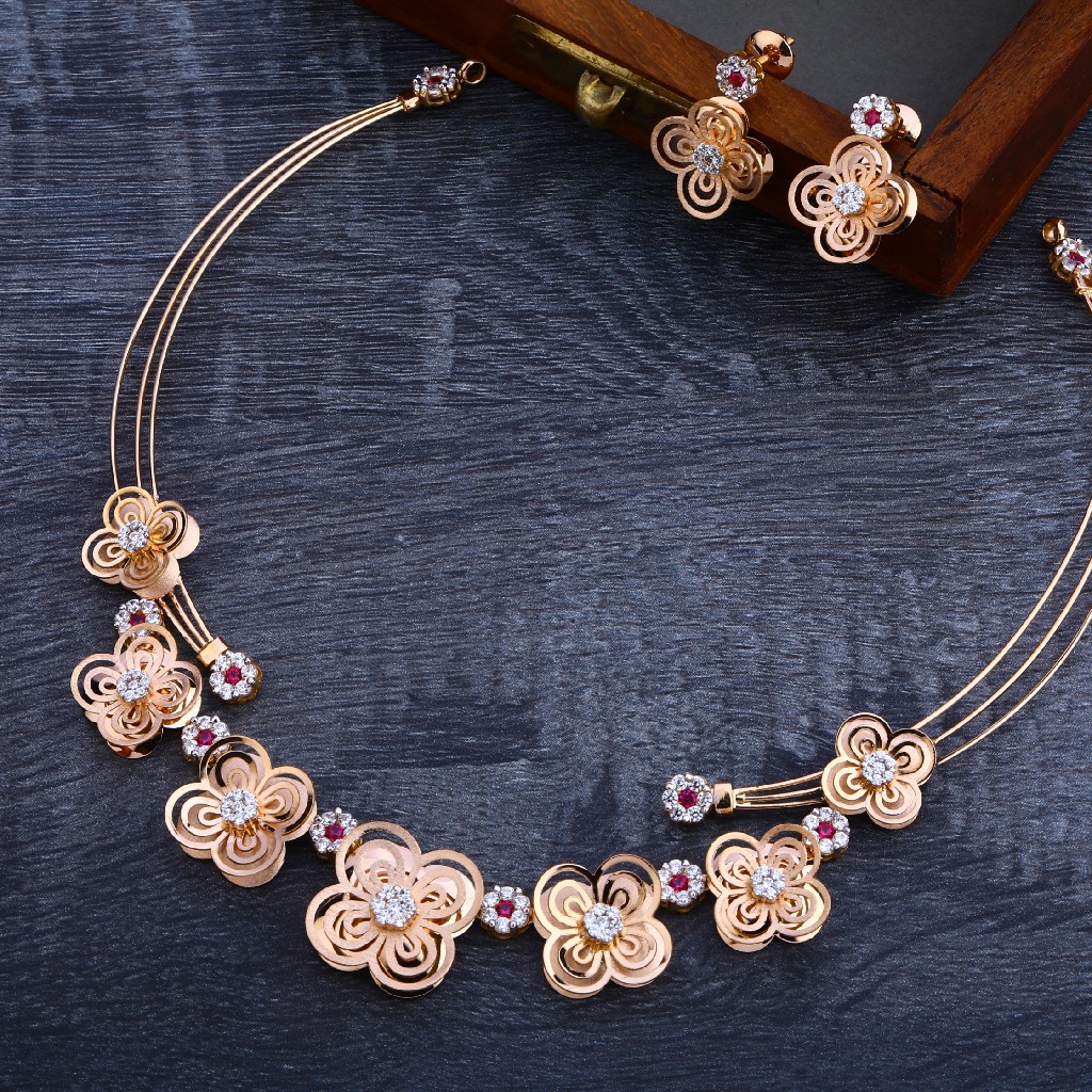 18KT Rose Gold Cz Gorgeous Necklace Set RN108