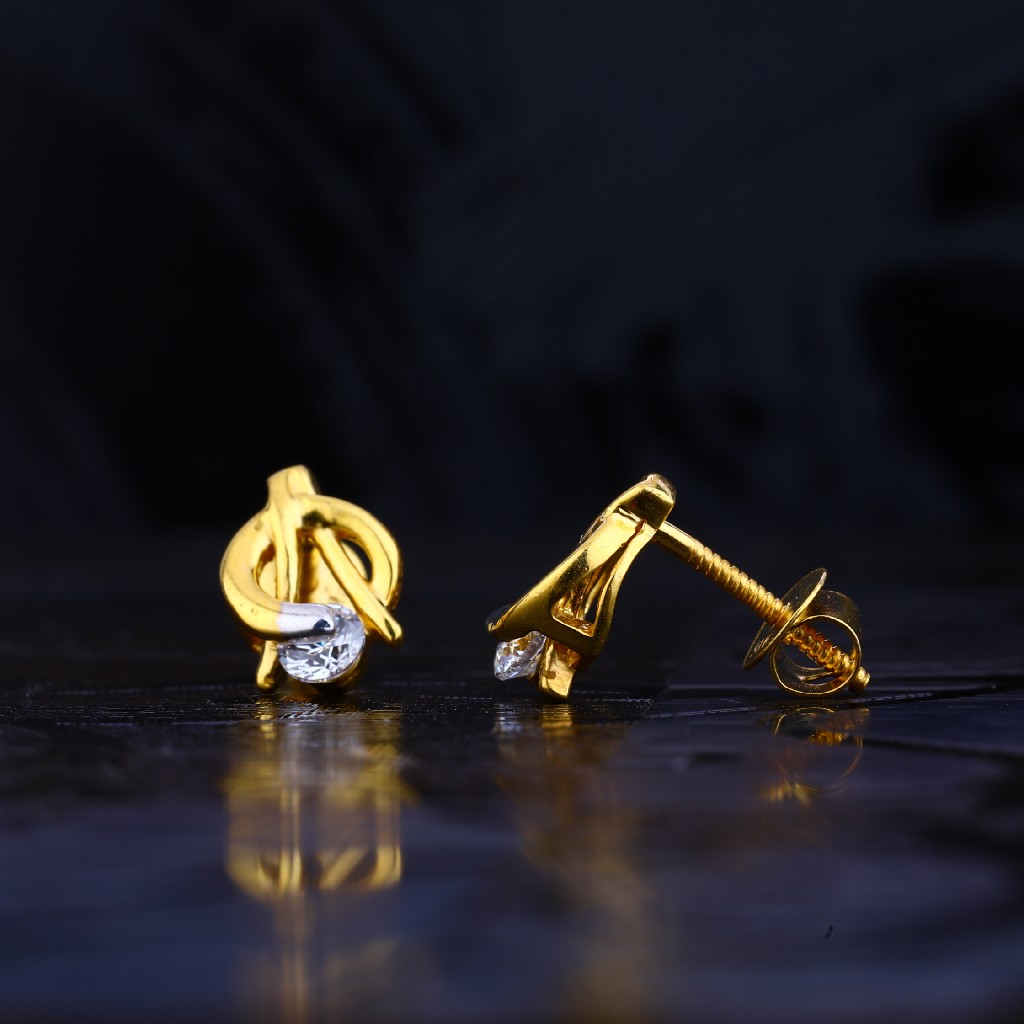 916 Gold Solitare earring LSE14