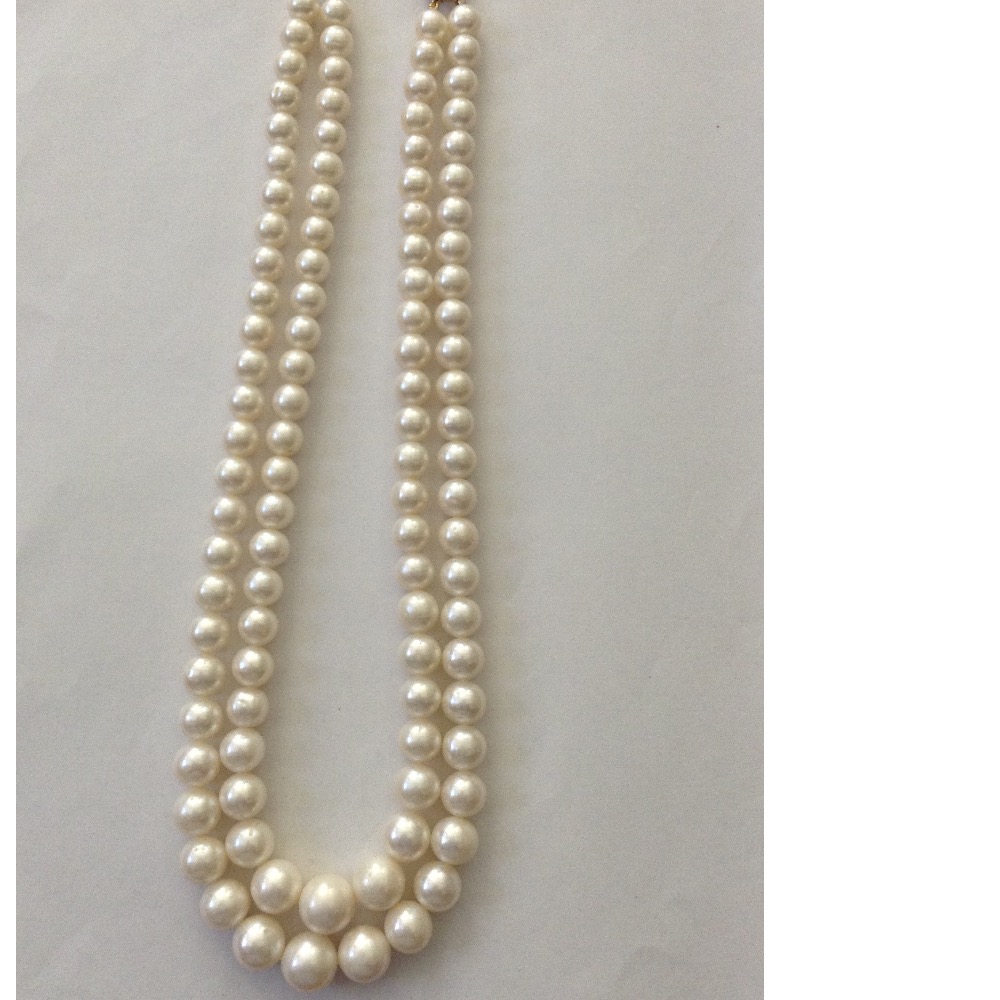 white round pearls graded necklace 2 layers JPM0087