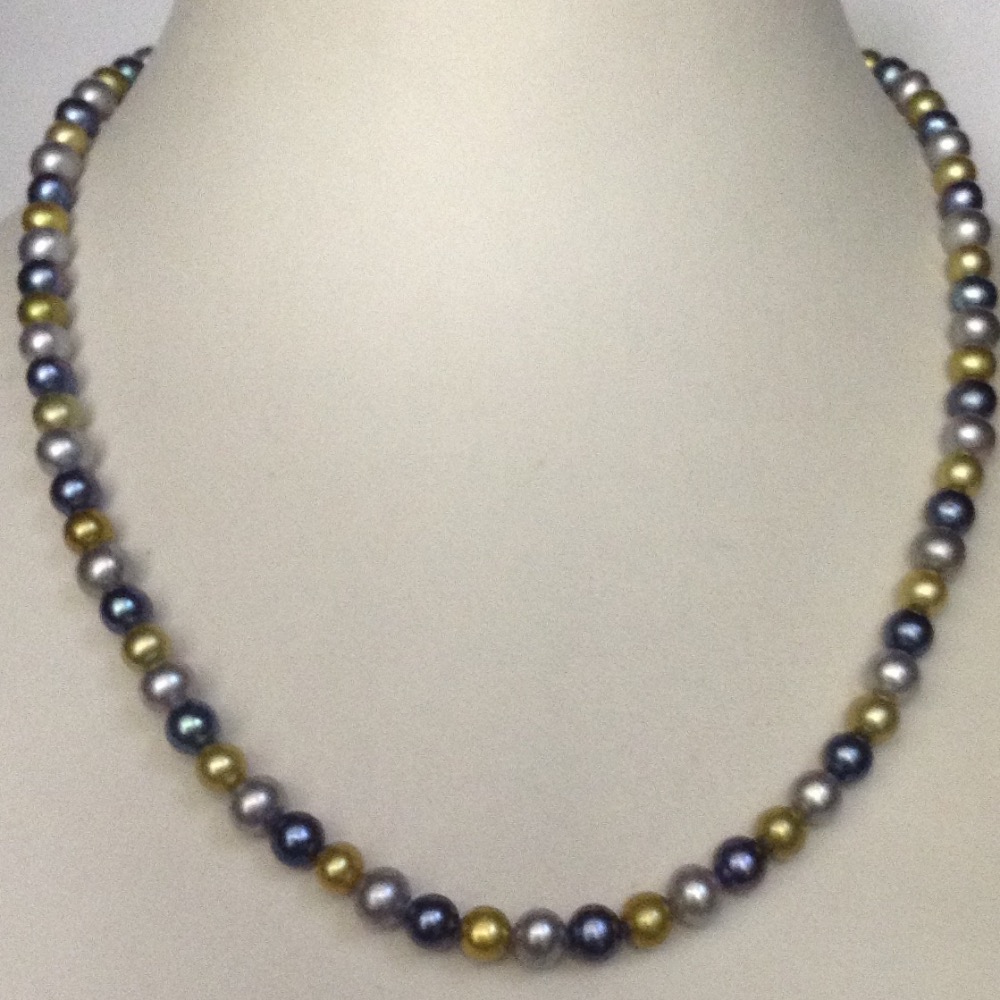 Freshwater multicolour round pearls mala JPM0273