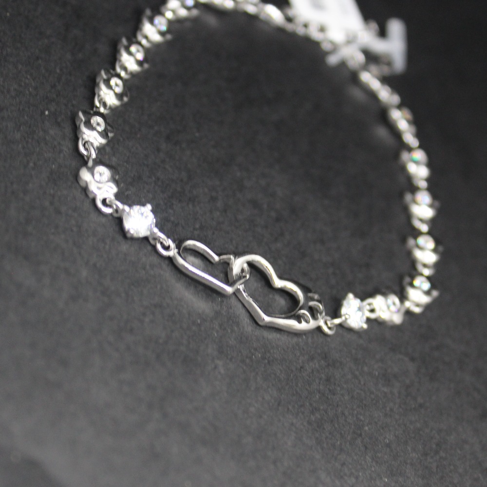 Og Sterling White Rhodium Polish Ladies 925 Sterling Silver Bracelets