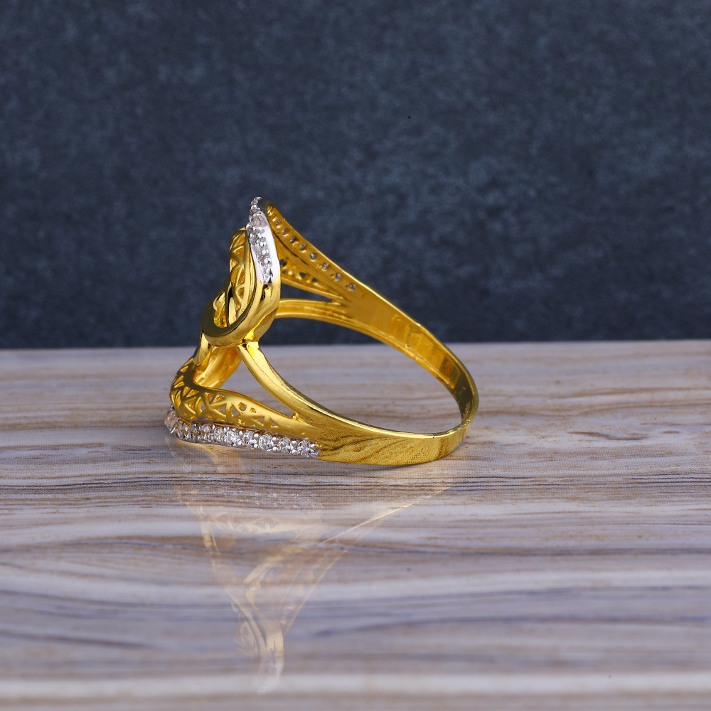 916 Gold CZ Ladies  Designer Long  Ring LLR296